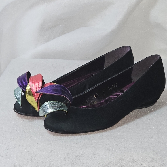 VTG Beverly Feldman Womens Colorful Ribbon Satin Flats  Sz 5.5 - Picture 2 of 9